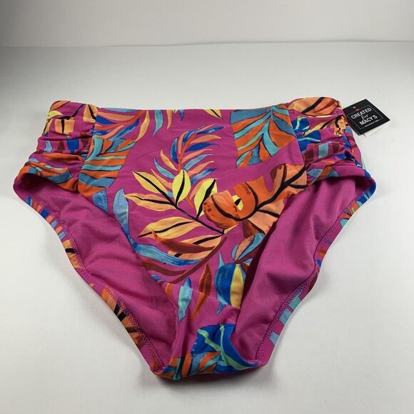 Bar III Magic Magenta Paradise Palms Bikini Bottom Women's Small Multi High-Rise - Picture 1 of 6